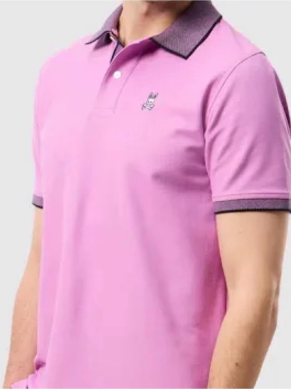 Psycho Bunny Pink Polo with Contrasting Dark Collar